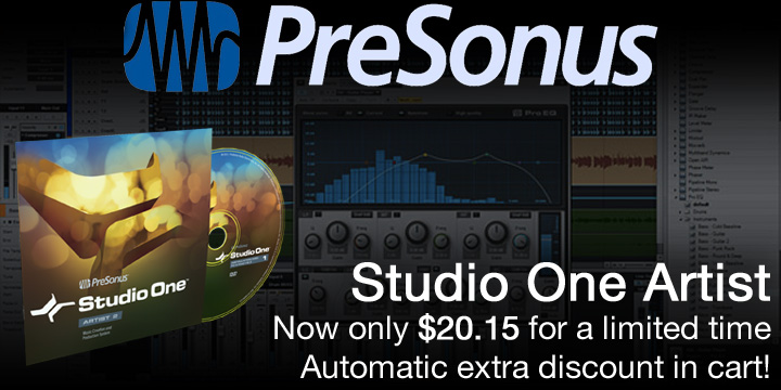 【※終了】通常99ドルの「Studio One Artist」が期間限定で”約20ドル”で買えるセール中！
