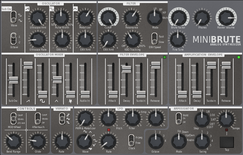 『Arturia MiniBrute』を再現した無料Reaktorアンサンブル