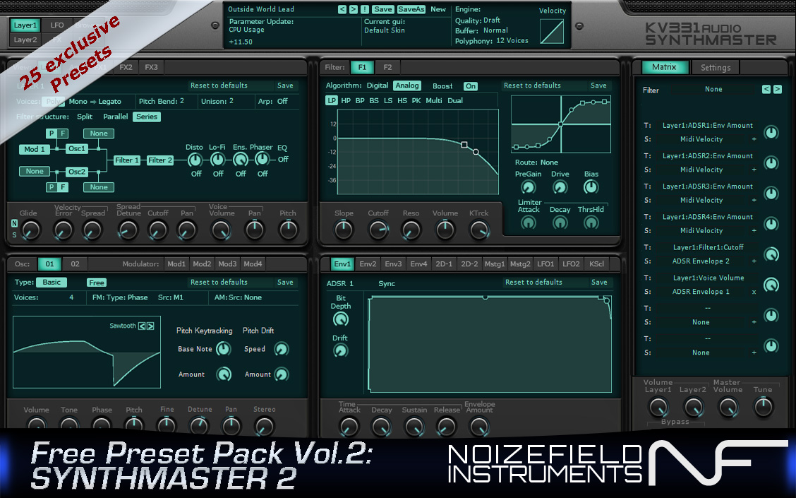 SynthMaster用プリセットが25個収録された無料プリセットパック『Free Presetpack vol:2 SynthMaster2』