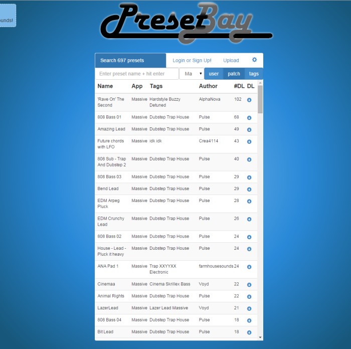 ソフトシンセのプリセットをシェアできるサイト『PresetBay』